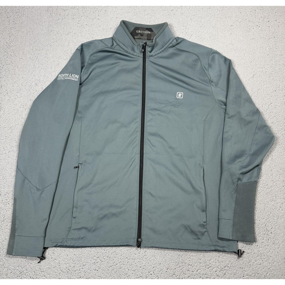 Greyson Jacket Mens XL Green Full Zip Softshell Golf Windbreaker North Lion Logo